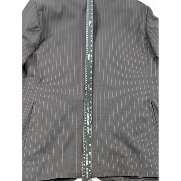 MaxDavoli Baroni Super 150's Black Pinstripe pink Wool Dual Vented Blazer 48R - Picture 7 of 11